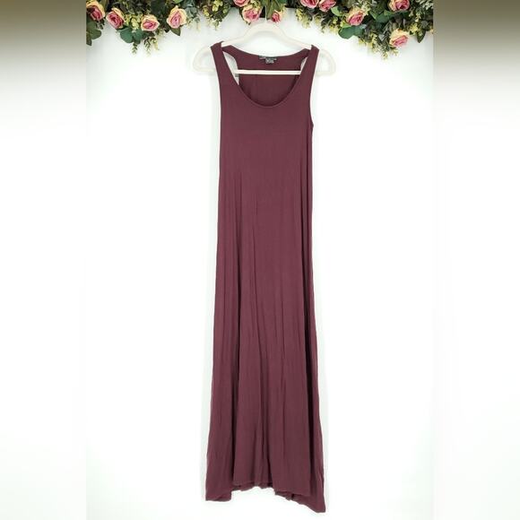 Vince Chambray Back Modal Jersey Knit Maxi Dress Black Cherry Maroon XS - Picture 1 of 11